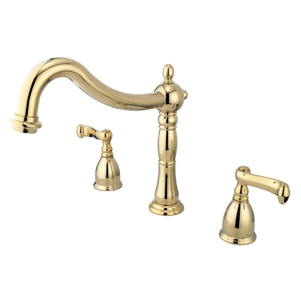 Roman Tub Faucet, Polished Brass, Deck Mount