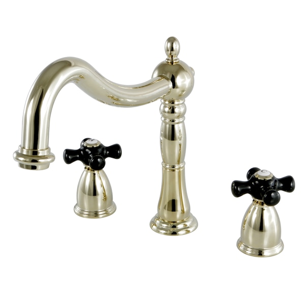 Roman Tub Faucet, Polished Brass, Deck Mount