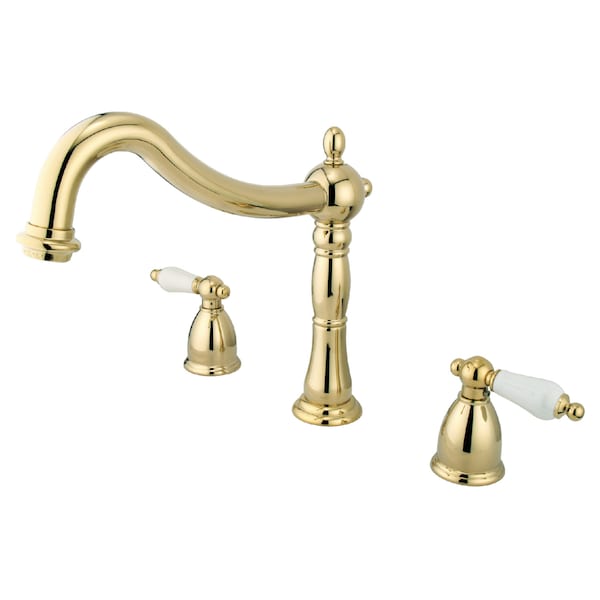 Roman Tub Faucet, Polished Brass, Deck Mount