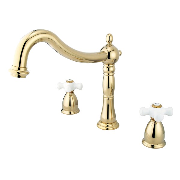 Roman Tub Faucet, Polished Brass, Deck Mount