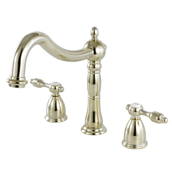 Roman Tub Faucet, Polished Brass, Deck Mount