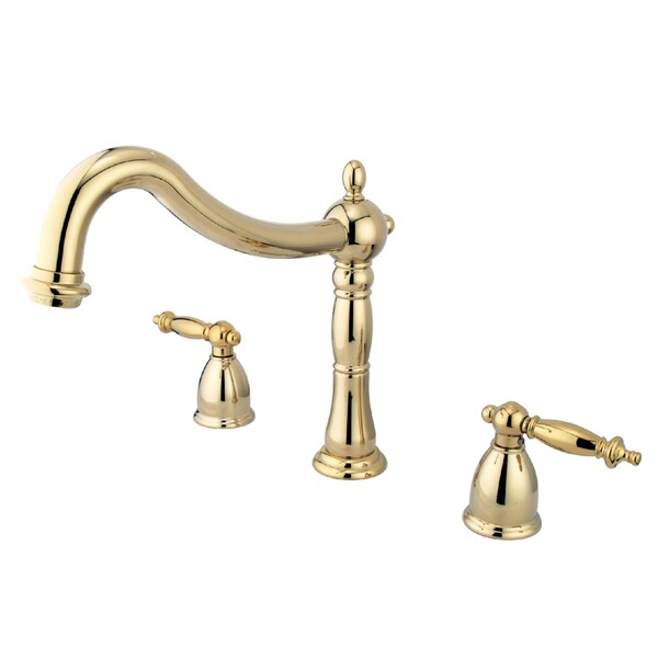 Roman Tub Faucet, Polished Brass, Deck Mount