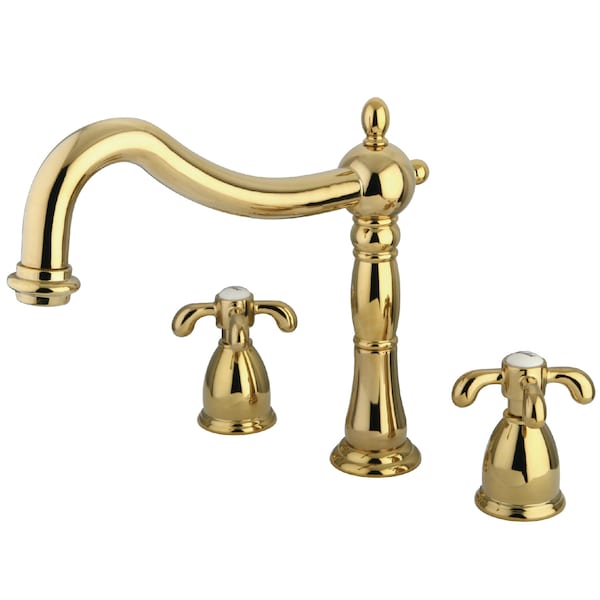 Roman Tub Faucet, Polished Brass, Deck Mount