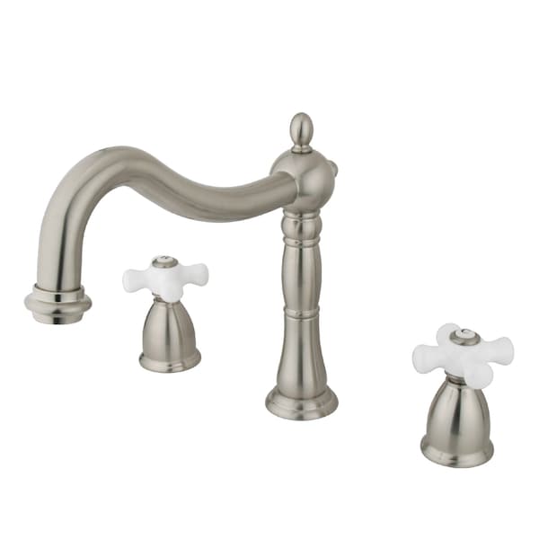 KS1348PX Roman Tub Filler with Porcelain Cross Handle