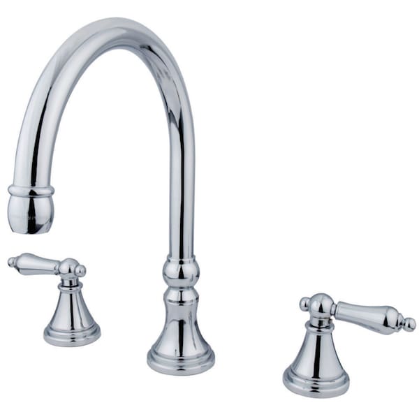 Roman Tub Faucet, Polished Chrome, Deck Mount