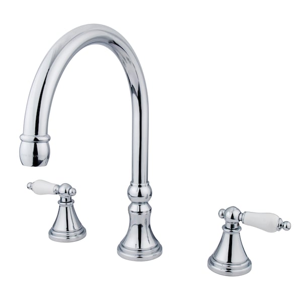 Roman Tub Faucet, Polished Chrome, Deck Mount