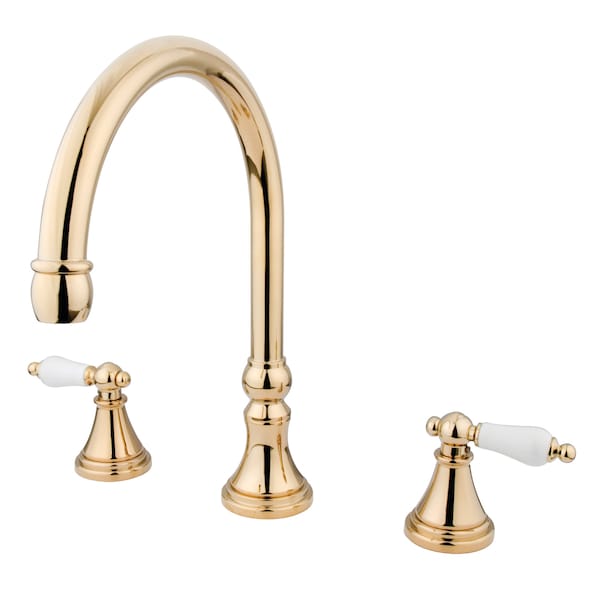 Roman Tub Faucet, Polished Brass, Deck Mount