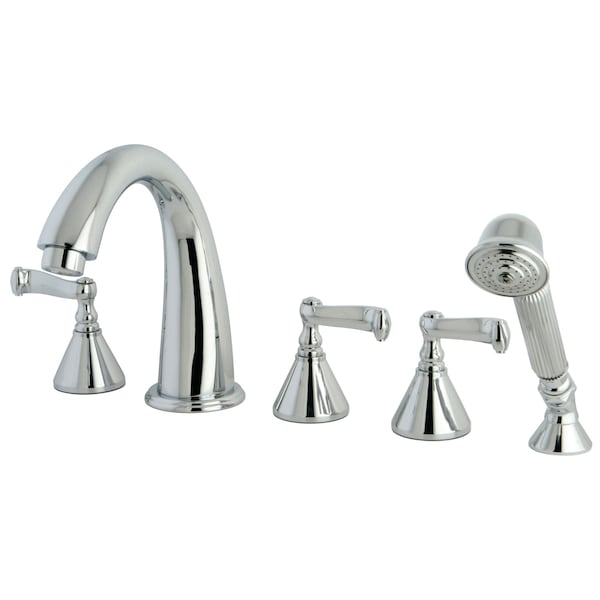 Roman Tub Faucet, Polished Chrome, Deck Mount