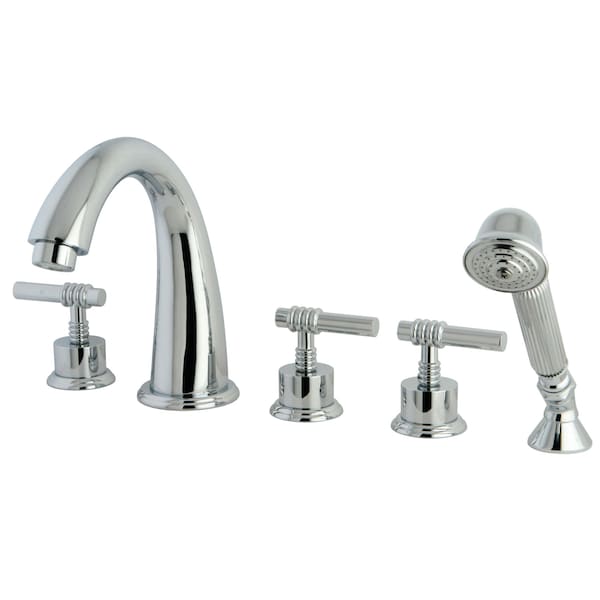 Roman Tub Faucet, Polished Chrome, Deck Mount