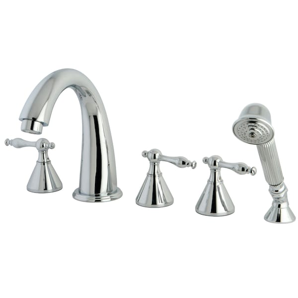 Roman Tub Faucet, Polished Chrome, Deck Mount