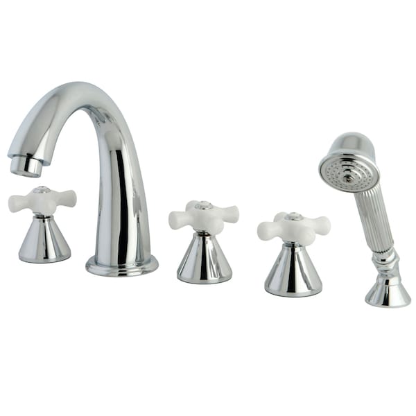 Roman Tub Faucet, Polished Chrome, Deck Mount