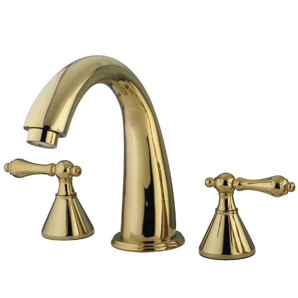 Roman Tub Faucet, Polished Brass, Deck Mount