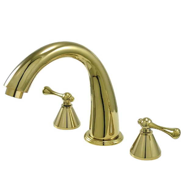 Roman Tub Faucet, Polished Brass, Deck Mount