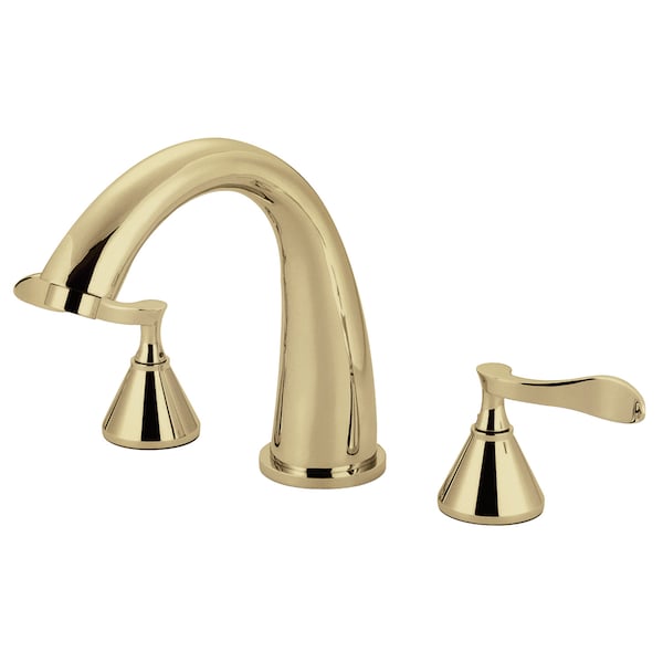 Roman Tub Faucet, Polished Brass, Deck Mount