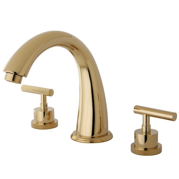 Roman Tub Faucet, Polished Brass, Deck Mount