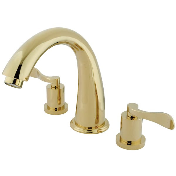 Roman Tub Faucet, Polished Brass, Deck Mount