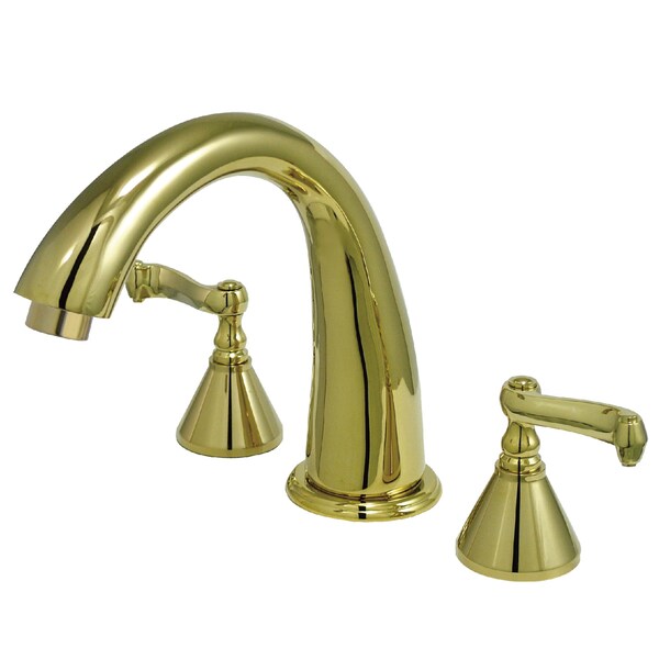 Roman Tub Faucet, Polished Brass, Deck Mount