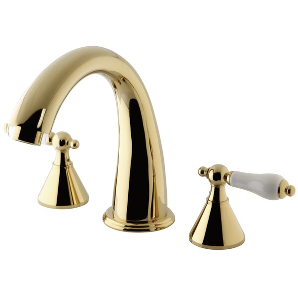 Roman Tub Faucet, Polished Brass, Deck Mount