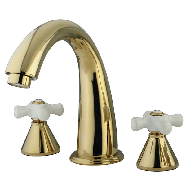 Roman Tub Faucet, Polished Brass, Deck Mount