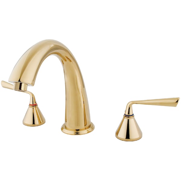 Roman Tub Faucet, Polished Brass, Deck Mount