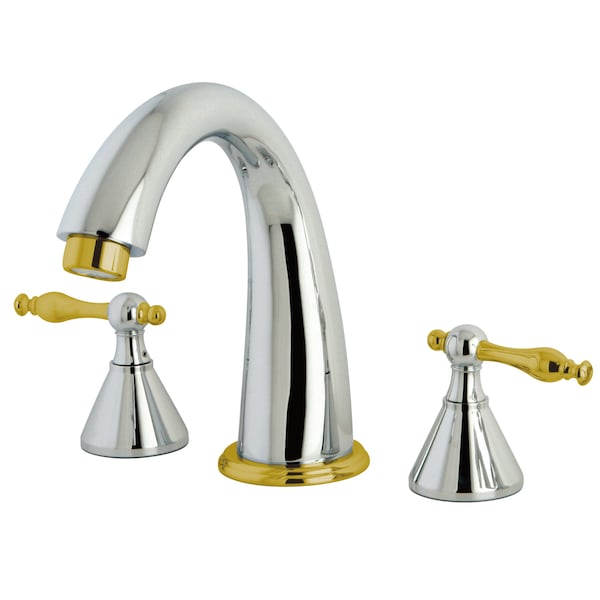 Roman Tub Faucet, Polished Chrome/Polished Brass, Deck Mount