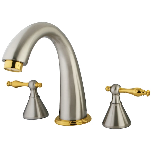 Roman Tub Faucet, Brushed Nickel/Polished Brass, Deck Mount