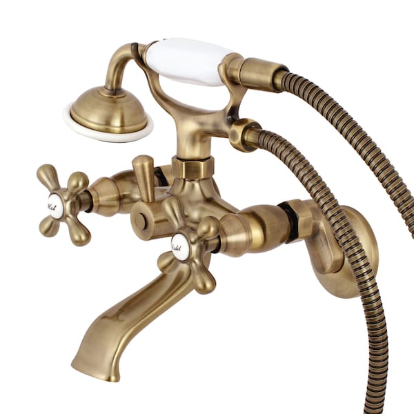 Wall-Mount Clawfoot Tub Faucet, Antique Brass, Tub Wall Mount