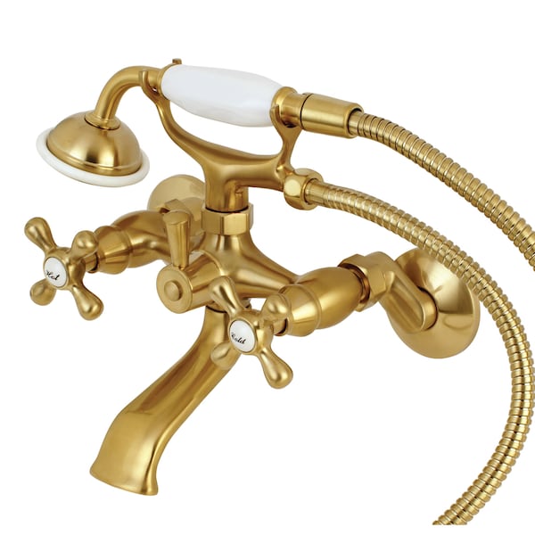 Wall-Mount Clawfoot Tub Faucet, Brushed Brass, Tub Wall Mount