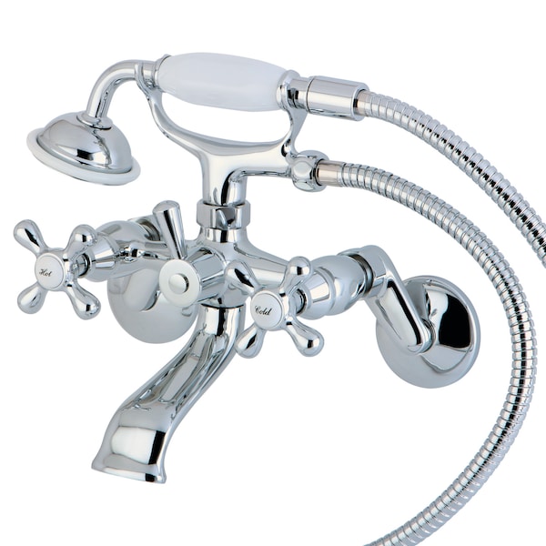 Wall-Mount Clawfoot Tub Faucet, Polished Chrome, Wall Mount