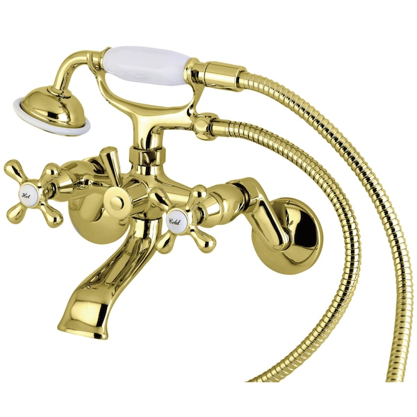 Wall-Mount Clawfoot Tub Faucet, Polished Brass, Wall Mount
