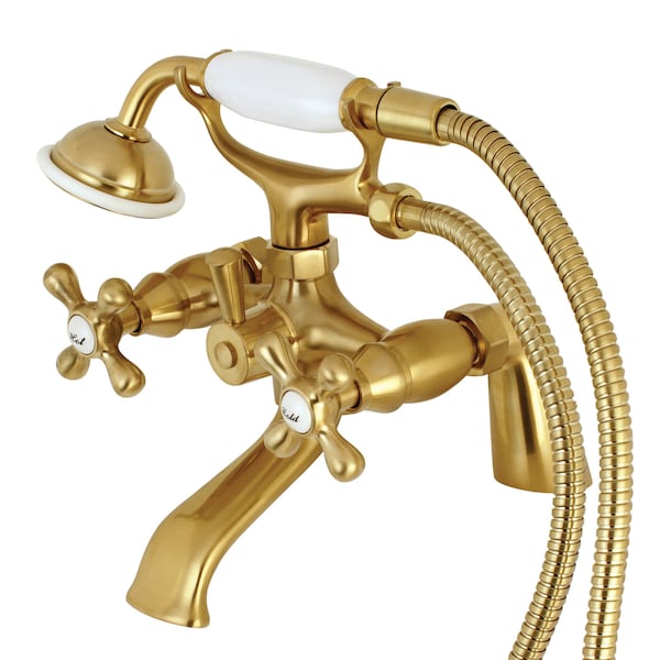Deck-Mount Clawfoot Tub Faucet, Brushed Brass, Deck Mount