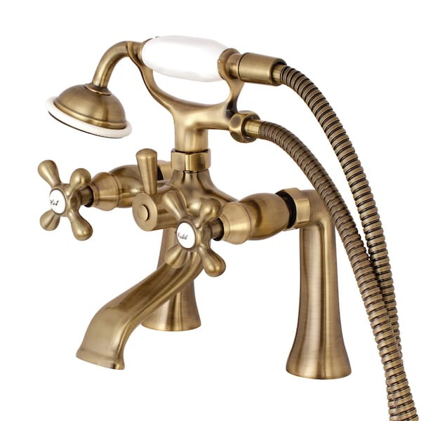 Deck-Mount Clawfoot Tub Faucet, Antique Brass, Deck Mount