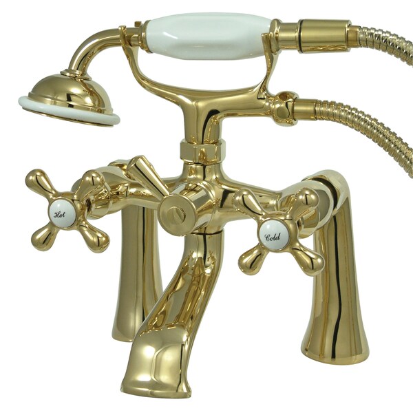 Deck-Mount Clawfoot Tub Faucet, Polished Brass, Deck Mount