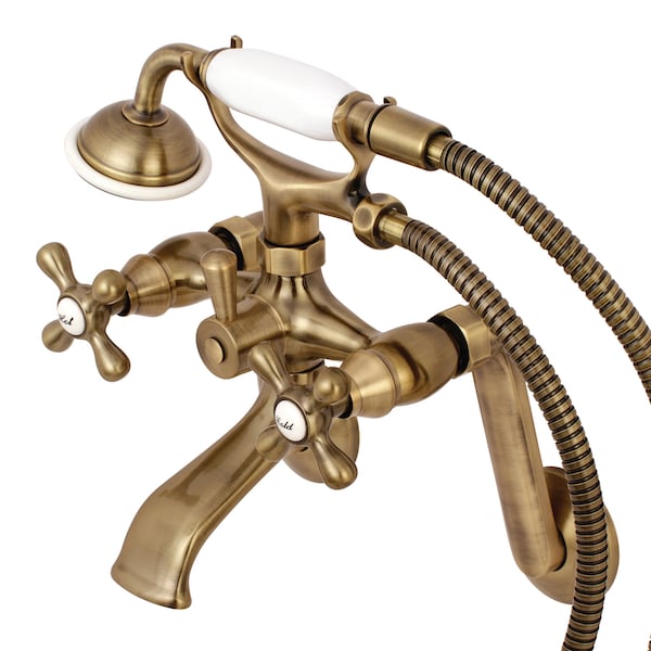 Wall-Mount Clawfoot Tub Faucet, Antique Brass, Tub Wall Mount