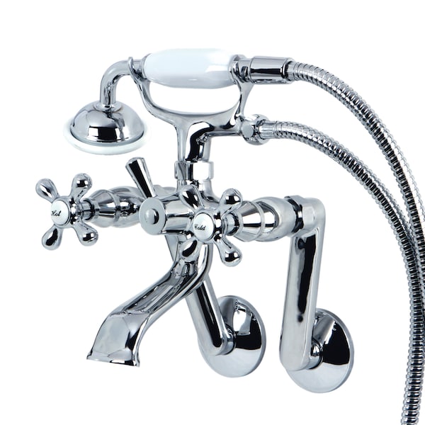 Wall-Mount Clawfoot Tub Faucet, Polished Chrome, Tub Wall Mount