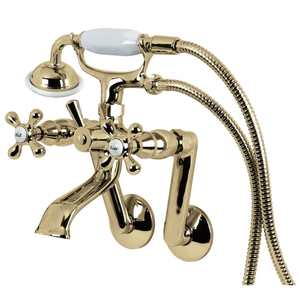 Wall-Mount Clawfoot Tub Faucet, Standard, 6", 2, Tub Wall Mount, Polished Brass