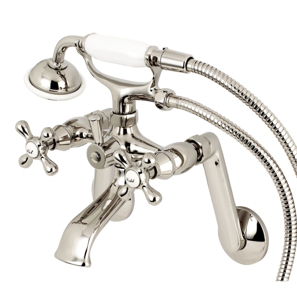 Wall-Mount Clawfoot Tub Faucet, Standard, 3-3/8" to 8-1/2", 2, Tub Wall Mount, Polished Nickel