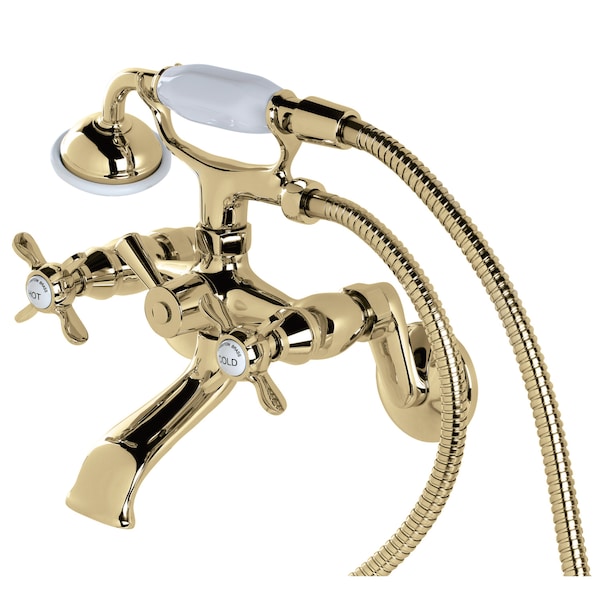 Wall-Mount Clawfoot Tub Faucet, Polished Brass, Wall Mount