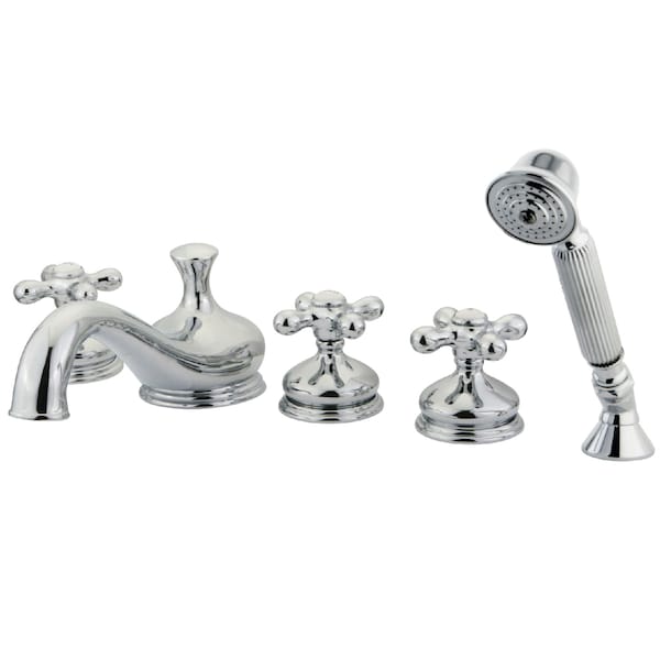 Roman Tub Faucet, Standard, 8" to 36", 5, Deck Mount, Polished Chrome