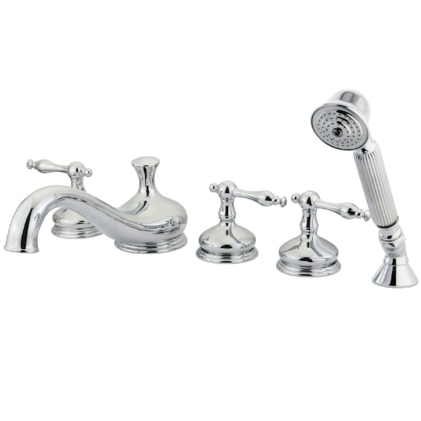 Roman Tub Faucet, Polished Chrome, Deck Mount