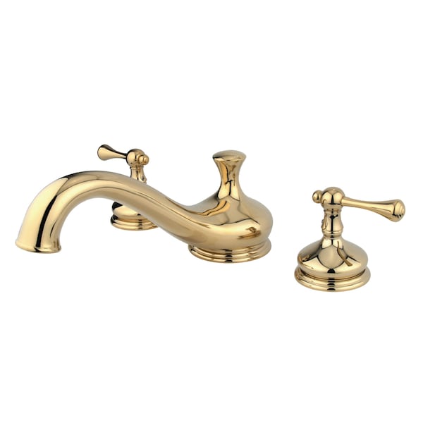 Roman Tub Faucet, Polished Brass, Deck Mount