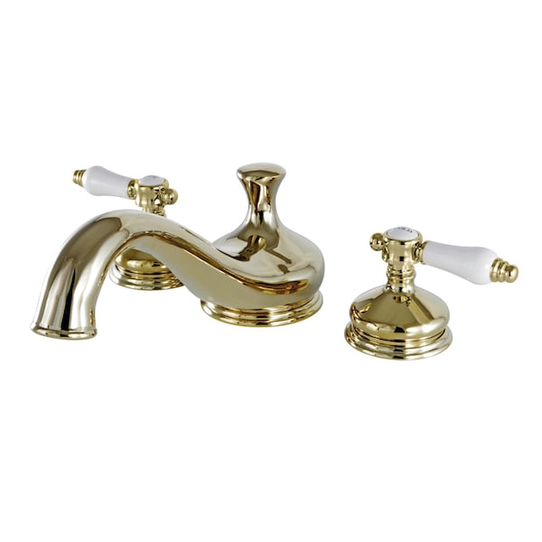 Roman Tub Faucet, Polished Brass, Deck Mount