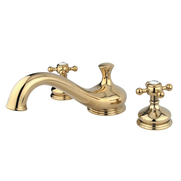 Roman Tub Faucet, Polished Brass, Deck Mount