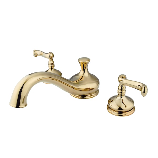 Roman Tub Faucet, Polished Brass, Deck Mount