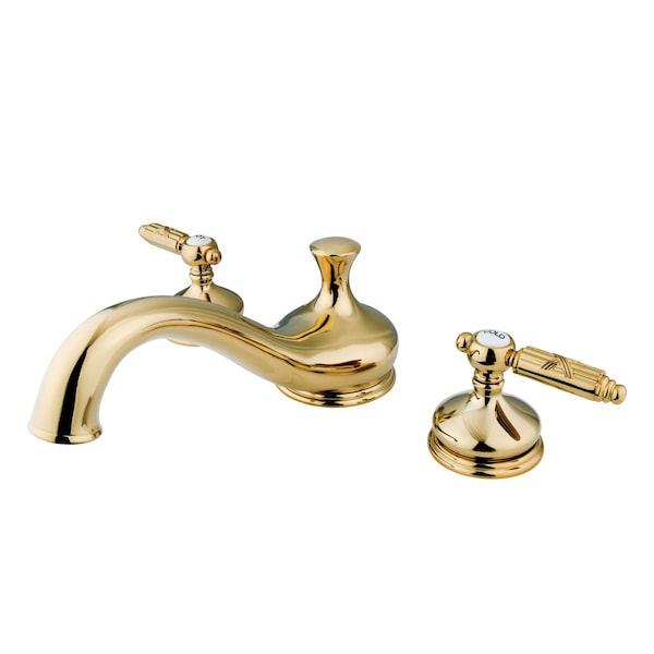 Roman Tub Faucet, Polished Brass, Deck Mount