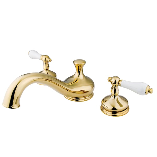 Roman Tub Faucet, Polished Brass, Deck Mount