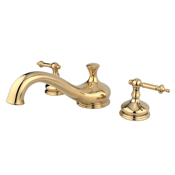 Roman Tub Faucet, Polished Brass, Deck Mount