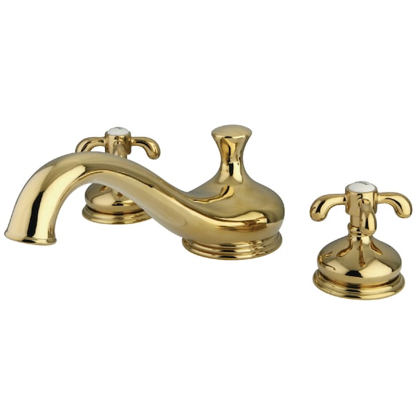 Roman Tub Faucet, Polished Brass, Deck Mount
