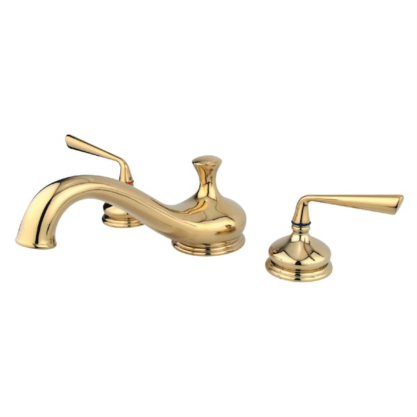 Roman Tub Faucet, Polished Brass, Deck Mount