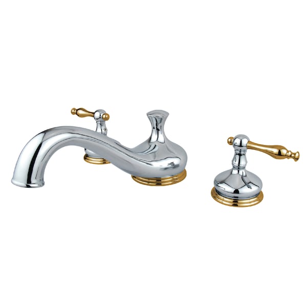 Roman Tub Faucet, Polished Chrome/Polished Brass, Deck Mount